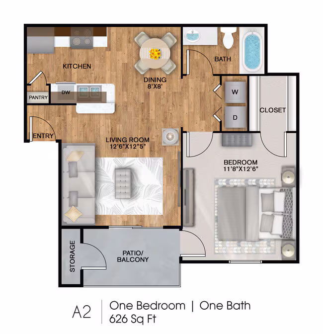 1 Bed • 1 Bath 827 floor plan